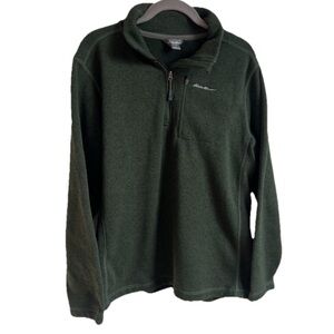 Eddie Bauer Men’s 1/4 Zip Long Sleeve Fleece Lined Pullover Sweatshirt Top Large